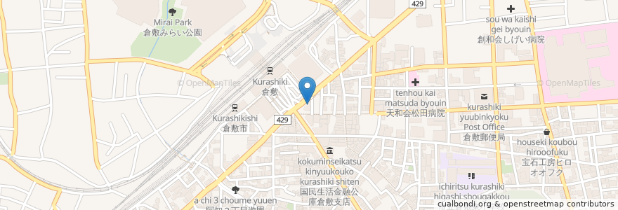 Mapa de ubicacion de ラーメン又一 en Japão, 岡山県, 倉敷市.