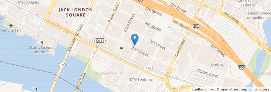Mapa de ubicacion de Urban Legend Winery Tasting Room en Vereinigte Staaten Von Amerika, Kalifornien, Alameda County, Oakland.
