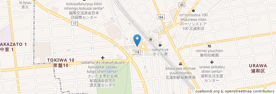 Mapa de ubicacion de ポプラ+サイトウ薬局北浦和西口店 en ژاپن, 埼玉県, さいたま市, 浦和区.