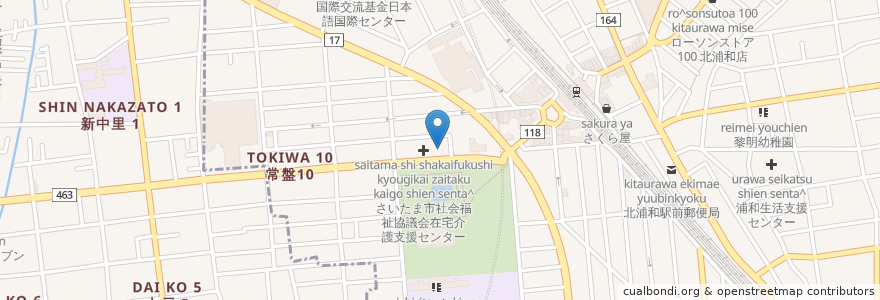 Mapa de ubicacion de 常盤公民館 en 日本, 埼玉県, さいたま市, 浦和区.
