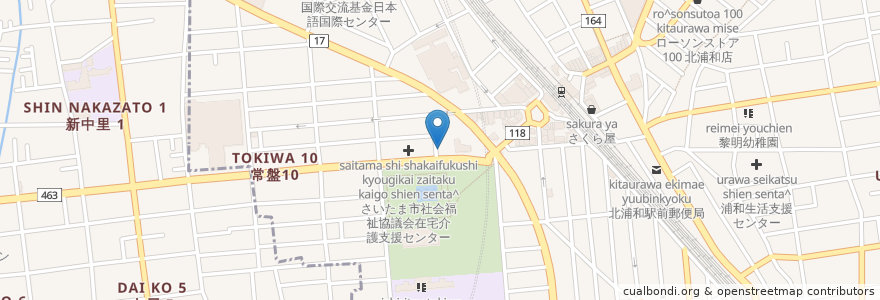 Mapa de ubicacion de 大島内科クリニック en 日本, 埼玉県, さいたま市, 浦和区.