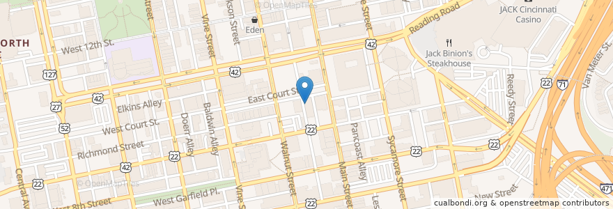 Mapa de ubicacion de Dunkin' Donuts en Amerika Syarikat, Ohio, Hamilton County, Cincinnati.