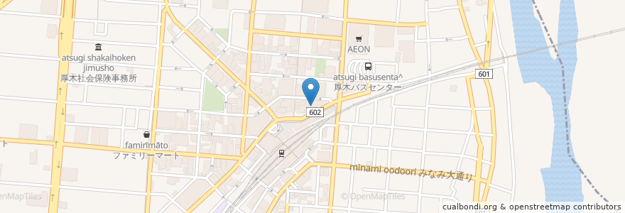 Mapa de ubicacion de レストランBON en 日本, 神奈川県, 厚木市.