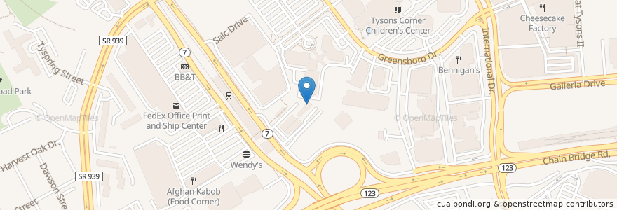 Mapa de ubicacion de Tysons Biergarten en United States, Virginia, Fairfax County.