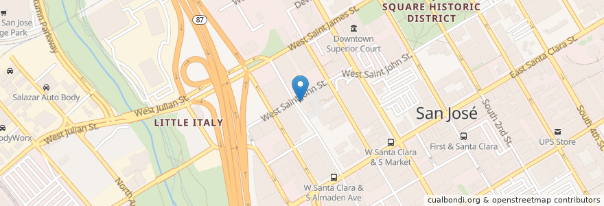 Mapa de ubicacion de 2W Salad Healthy Food en United States, California, Santa Clara County, San Jose.
