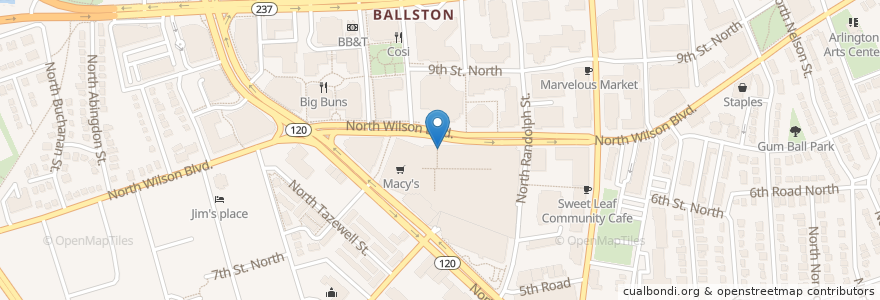 Mapa de ubicacion de Ted's bulletin en Verenigde Staten, Virginia, Arlington County, Arlington.