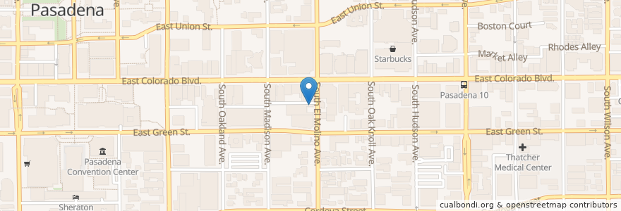 Mapa de ubicacion de Trejo's Cantina en États-Unis D'Amérique, Californie, Los Angeles County, Pasadena.