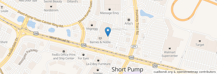 Mapa de ubicacion de Poke Sushi Bowl en Vereinigte Staaten Von Amerika, Virginia, Henrico County, Short Pump.