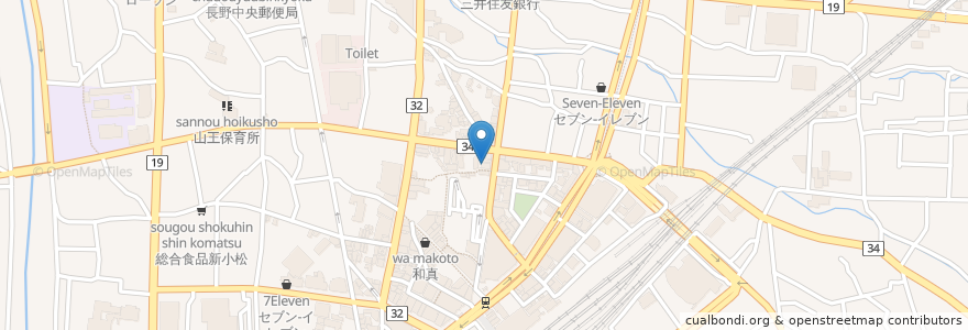 Mapa de ubicacion de カフェ＆バー Happiness en 日本, 长野县, 長野市.