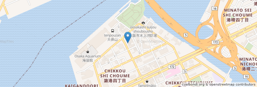 Mapa de ubicacion de FUN SPACE CAFE en Japan, Präfektur Osaka, 大阪市, 港区.