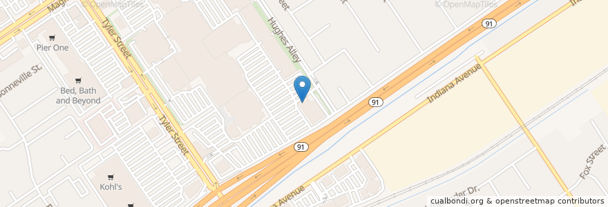 Mapa de ubicacion de TGI Friday's en Amerika Syarikat, California, Riverside County, Riverside.