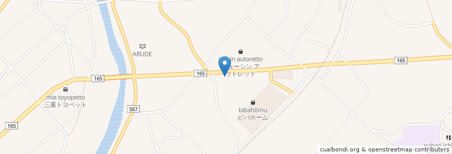 Mapa de ubicacion de 得得うどん en Japão, 三重県, 名張市.