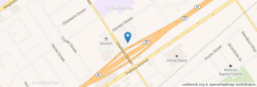 Mapa de ubicacion de Carl's Jr. en Соединённые Штаты Америки, Калифорния, Riverside County, Riverside.