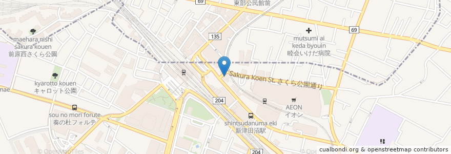 Mapa de ubicacion de 三菱UFJ銀行津田沼東支店 en Giappone, Prefettura Di Chiba, 習志野市.