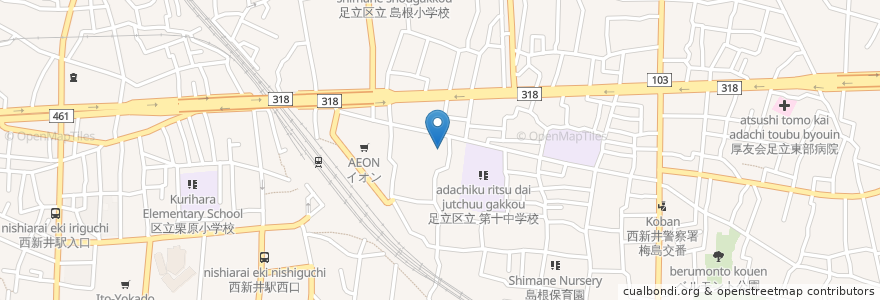 Mapa de ubicacion de 足立区障害福祉センター en Japão, Tóquio, 足立区.