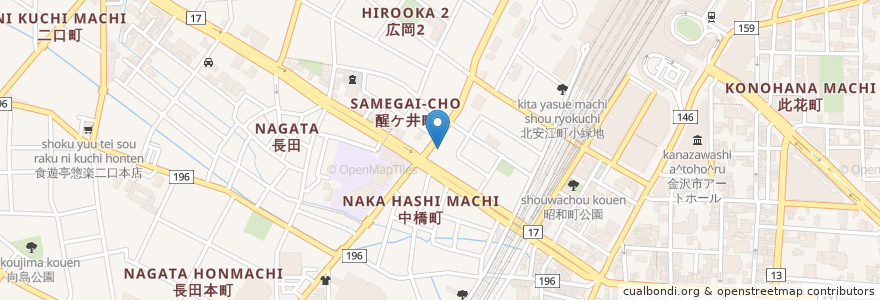 Mapa de ubicacion de 麺屋 達 en 日本, 石川县, 金沢市.