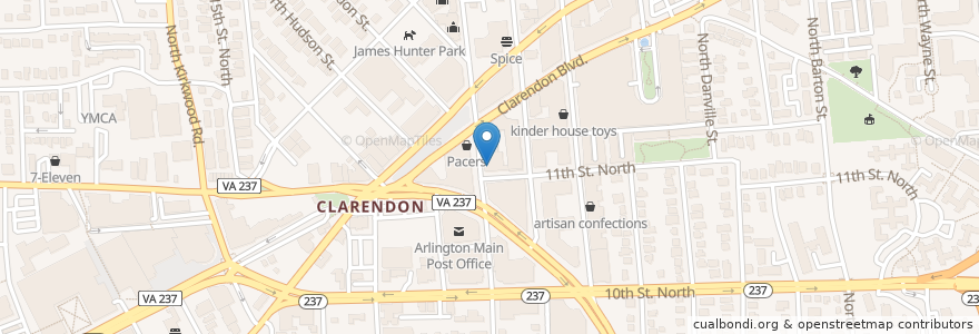 Mapa de ubicacion de The pinemoor en 美利坚合众国/美利堅合眾國, 弗吉尼亚州 / 維吉尼亞州 / 維珍尼亞州, Arlington County, Arlington.