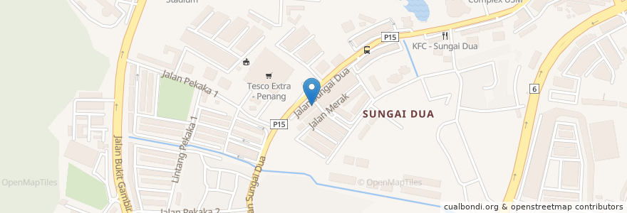 Mapa de ubicacion de klinik health plus en Malasia, Penang, Timur Laut.