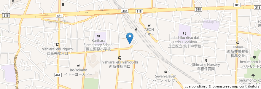 Mapa de ubicacion de 足立成和信用金庫 en Japão, Tóquio, 足立区.