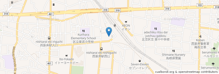 Mapa de ubicacion de カラオケ館 en 日本, 東京都, 足立区.