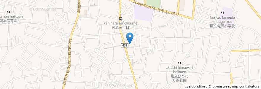 Mapa de ubicacion de 岡田湯 en ژاپن, 東京都, 足立区.