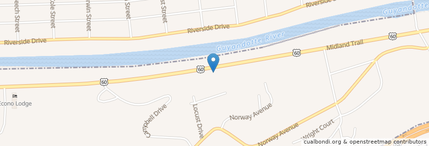 Mapa de ubicacion de Dog Pound Lounge en Amerika Birleşik Devletleri, Batı Virjinya, Cabell County, Huntington.