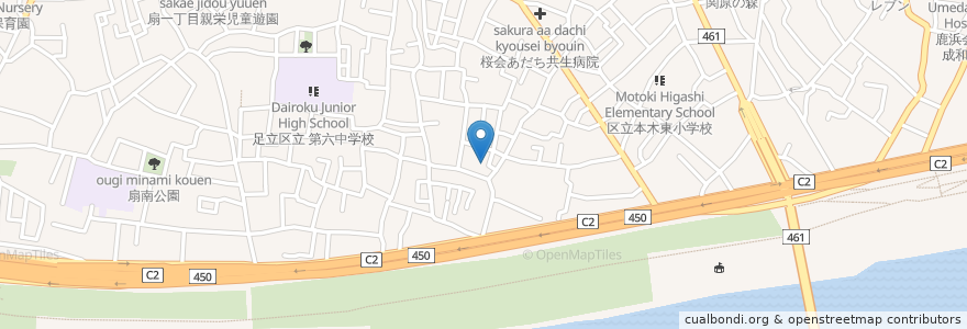 Mapa de ubicacion de 大六天湯 en 日本, 东京都/東京都, 足立区.