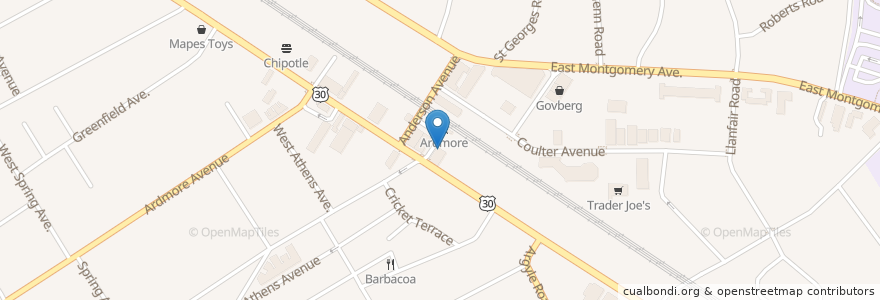 Mapa de ubicacion de Mudroom Studio en Stati Uniti D'America, Pennsylvania, Montgomery County, Lower Merion Township.
