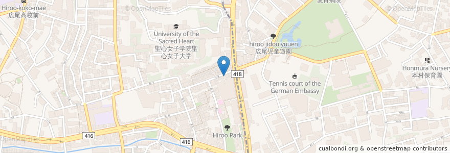 Mapa de ubicacion de 広尾デンタルクリニック en Japan, 東京都, 港区, 広尾.