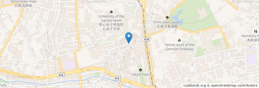 Mapa de ubicacion de 居酒屋あだん en Япония, Токио, Минато, 広尾.
