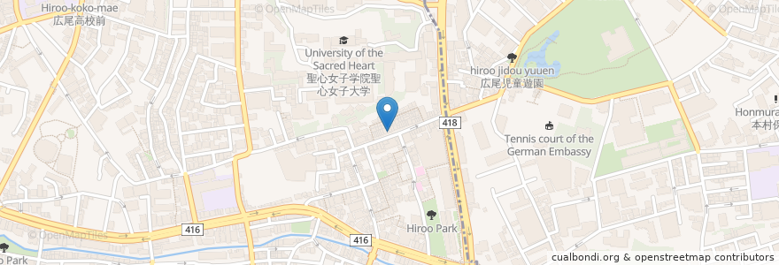 Mapa de ubicacion de 福田屋 en Japon, Tokyo, 港区, 広尾.
