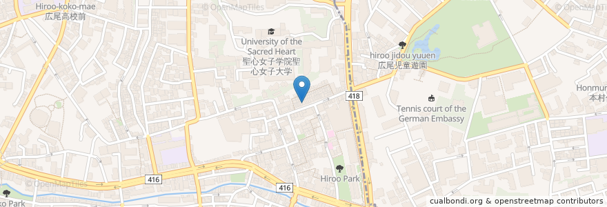 Mapa de ubicacion de 広尾本間クリニック en Japon, Tokyo, 港区, 広尾.