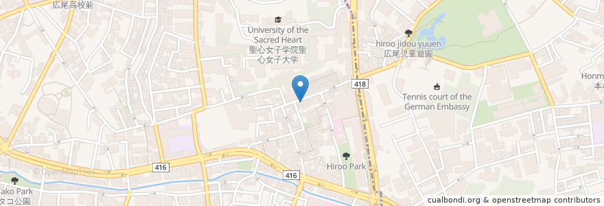 Mapa de ubicacion de おのえ歯科医院 en Japonya, 東京都, 港区, 広尾.