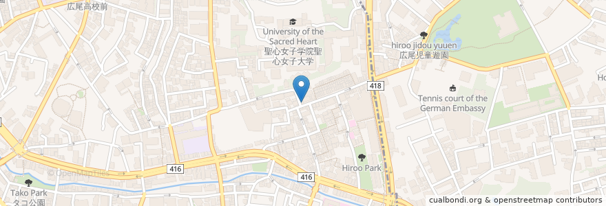 Mapa de ubicacion de もくもく en Japan, 東京都, 港区, 広尾.