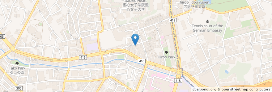 Mapa de ubicacion de たかバル en 일본, 도쿄도, 미나토, 広尾.