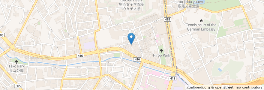 Mapa de ubicacion de キッチン屯 en Japan, Tokio, 港区, 広尾.