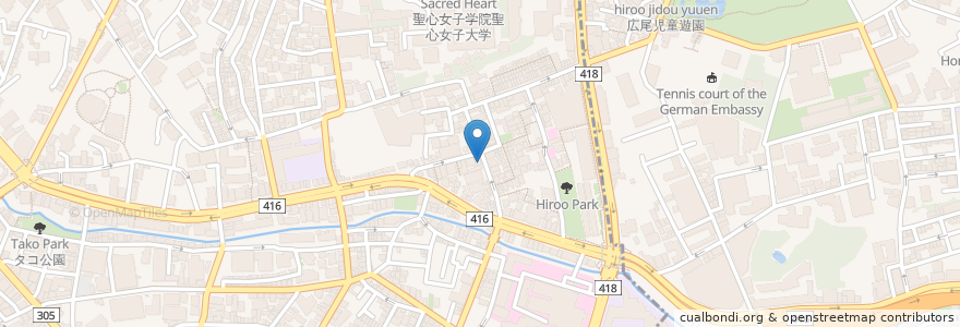 Mapa de ubicacion de Braceria Rotondo en Japonya, 東京都, 港区, 広尾.