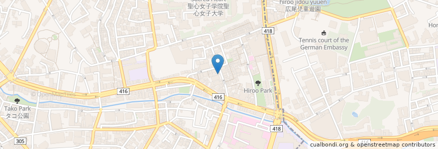 Mapa de ubicacion de Ponte del Piatto en Japan, Tokio, 港区, 広尾.