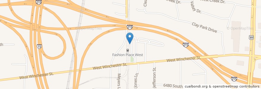 Mapa de ubicacion de Fashion Place West Station en 미국, 유타 주, Salt Lake County, Murray.