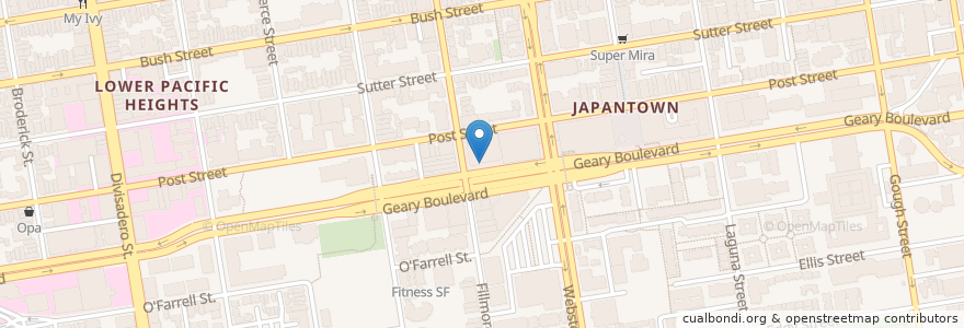 Mapa de ubicacion de Kabuki Springs & Spa en Stati Uniti D'America, California, San Francisco, San Francisco.
