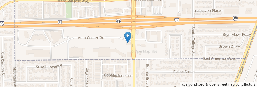 Mapa de ubicacion de Chase en Amerika Syarikat, California, Los Angeles County, Claremont.