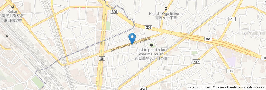 Mapa de ubicacion de 荒川区立冠新道図書サービスステーション en Japonya, 東京都.