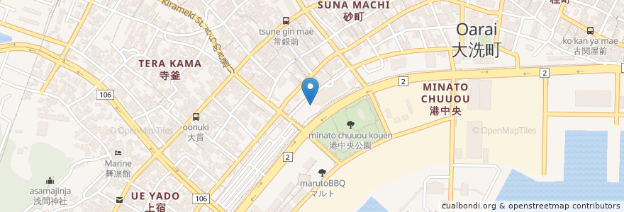 Mapa de ubicacion de ゆっくら健康館 en Japão, 茨城県, 東茨城郡, 大洗町.