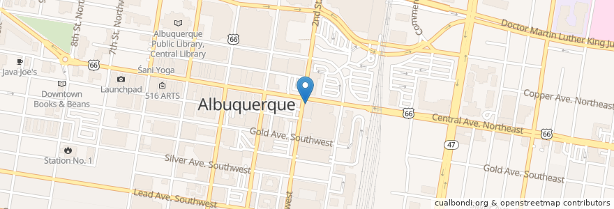 Mapa de ubicacion de Moonlight Lounge en 美利坚合众国/美利堅合眾國, 新墨西哥州, Bernalillo County, 阿尔伯克基 / 阿布奎基 / 阿爾伯克基.
