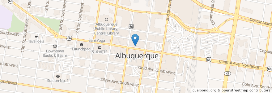 Mapa de ubicacion de Aldo's New York Style Pizzeria en アメリカ合衆国, ニューメキシコ州, Bernalillo County, アルバカーキ.