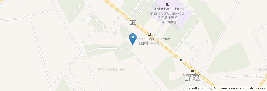 Mapa de ubicacion de 那珂川温泉;皆幸乃湯 en 日本, 栃木県, 那須塩原市.