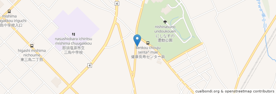Mapa de ubicacion de 那須塩原市健康長寿センター en 日本, 栃木県, 那須塩原市.
