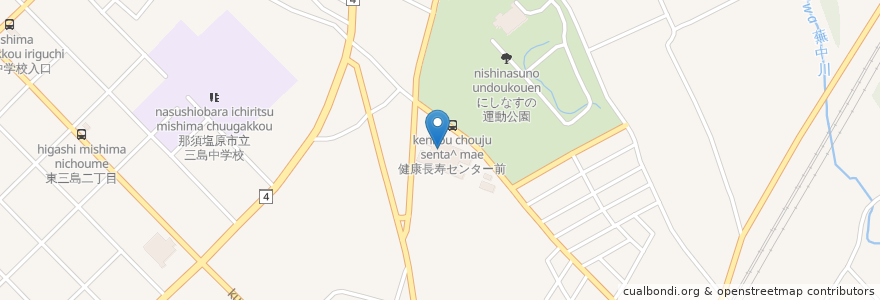 Mapa de ubicacion de 那須塩原市健康長寿センター en 日本, 栃木県, 那須塩原市.