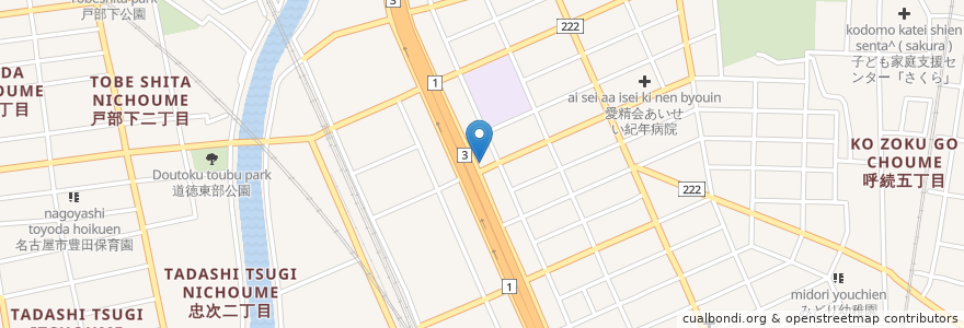 Mapa de ubicacion de すき家 en 日本, 爱知县, 名古屋市, 南区.