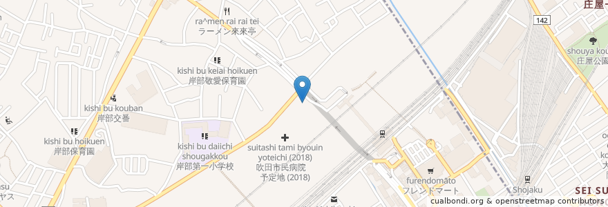 Mapa de ubicacion de アイン薬局 en 日本, 大阪府, 吹田市.